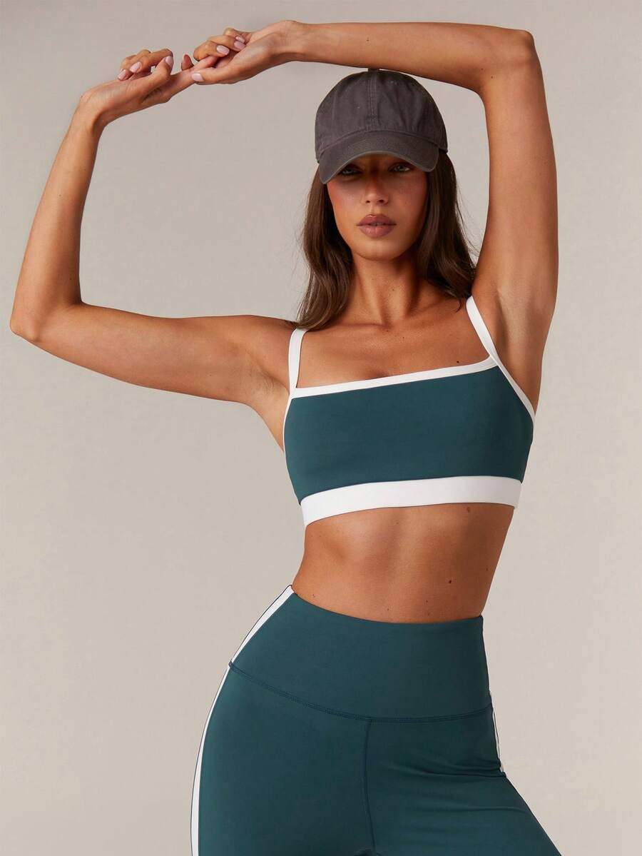 Women Dark Green Contrast Pila - Pilates Yoga Outfit บทวิจารณ์และราคา
