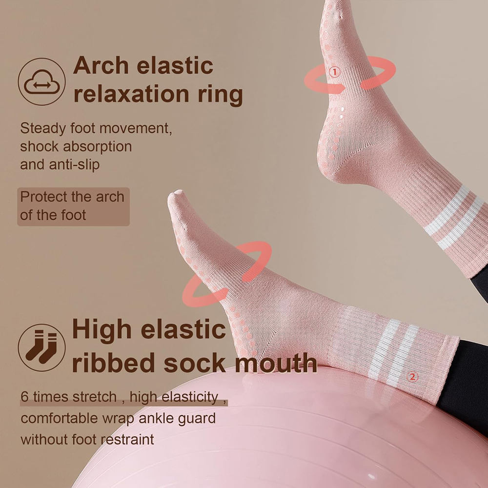 Yoga Pilates Socks with Grips  - Pilates Yoga Ballet บทวิจารณ์และราคา